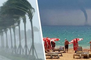 В Анталии начался затяжной ливень, а над морем пошли торнадо