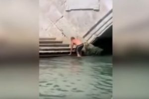 Туристы разделись и поплавали в Большом канале Венеции