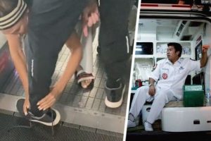 Турист испытал ужас, когда его обувь зажало эскалатором в аэропорту Бангкока